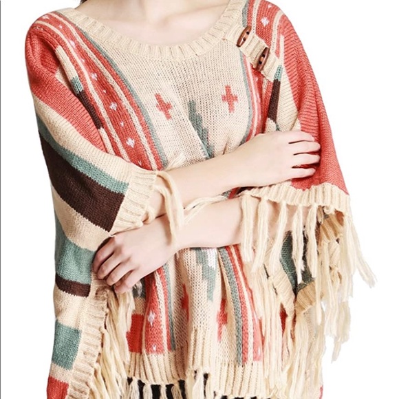 Oversized Batwing Sleeved Poncho - Picture 1 of 6